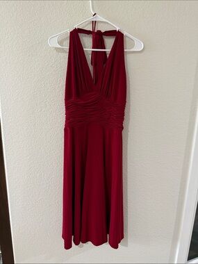 Jones New York Deep Red Halter Midi Dress